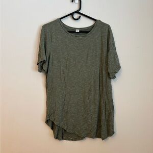 Old Navy Women's Olive Green Striped Luxe Short Sleeve Scoop Neck Top